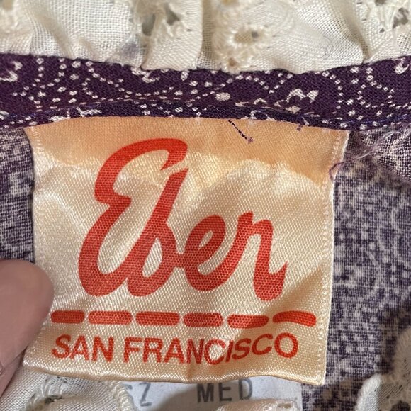 Vintage Eber Victorian Button-up Blouse Top Prairie Floral Fitted Puff Sleeve - Picture 5 of 8